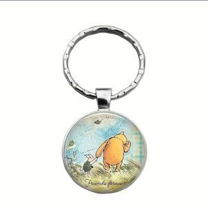 Adorable Winnie the Pooh and Piglet "Friends Forever" Keychain 1.25" long